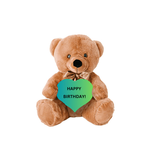 Blue Teddy Bear Heart Happy Birthday