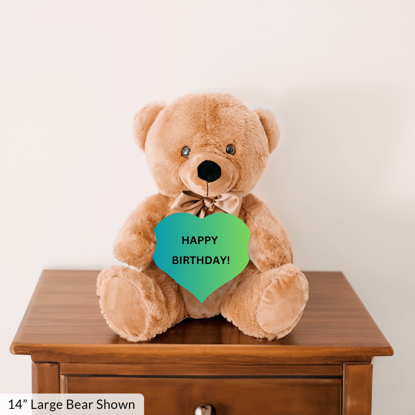 Blue Teddy Bear Heart Happy Birthday