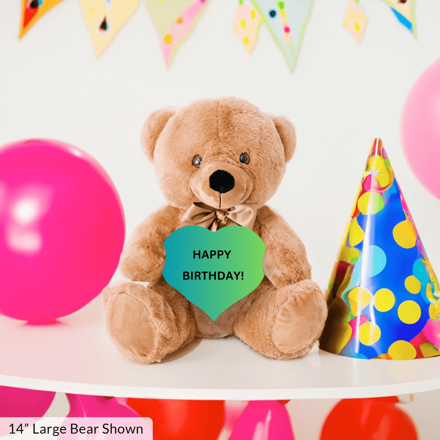 Blue Teddy Bear Heart Happy Birthday