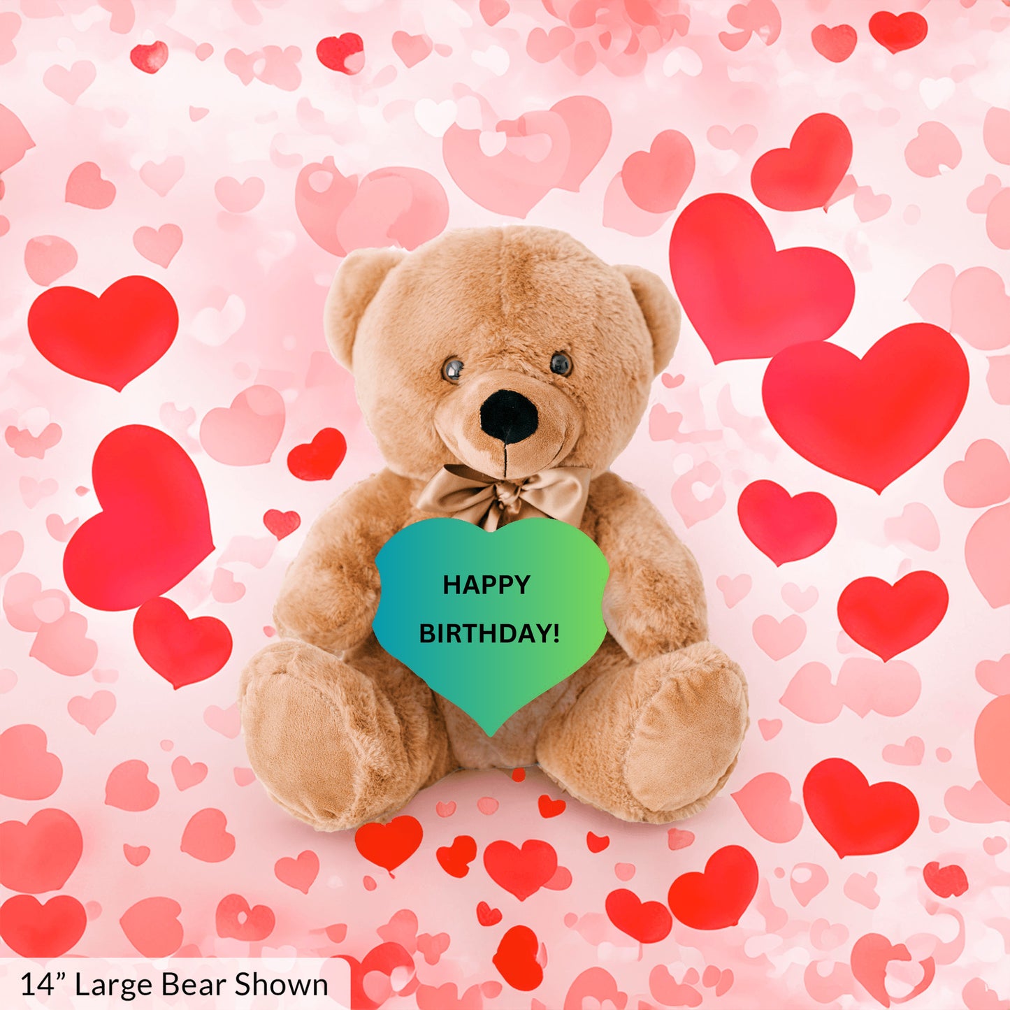 Blue Teddy Bear Heart Happy Birthday