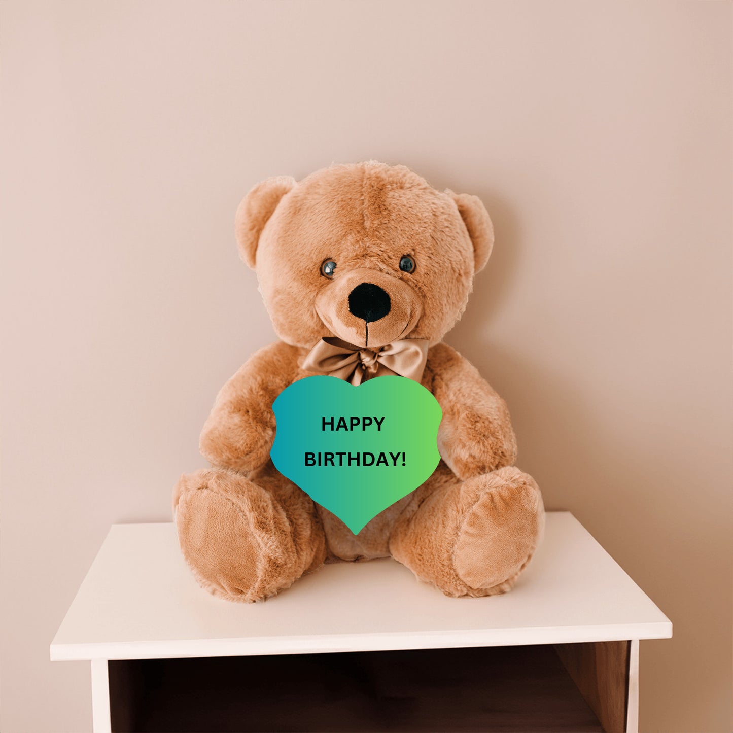 Blue Teddy Bear Heart Happy Birthday