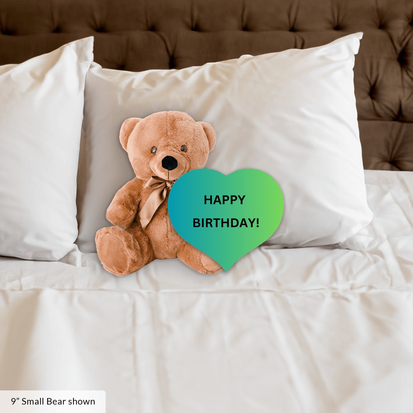 Blue Teddy Bear Heart Happy Birthday