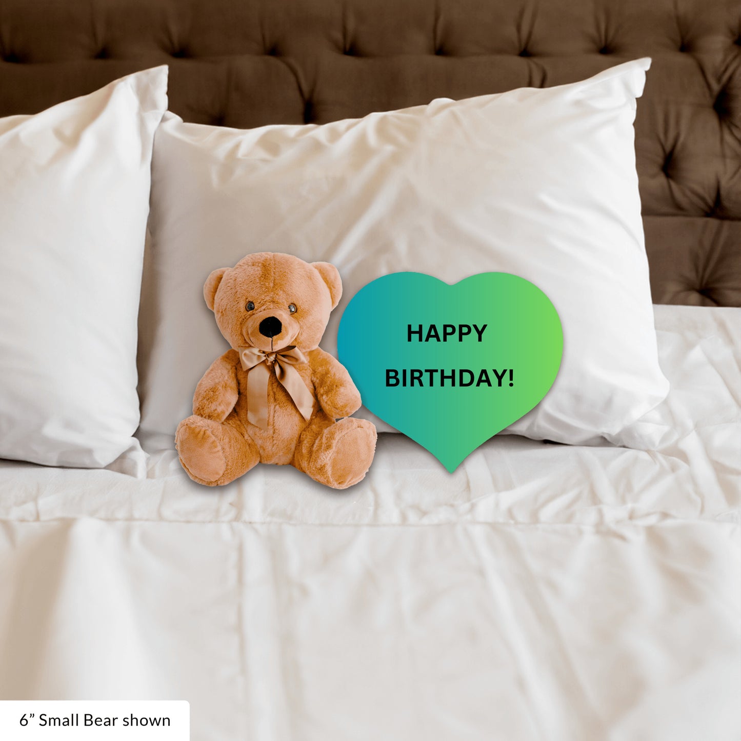 Blue Teddy Bear Heart Happy Birthday