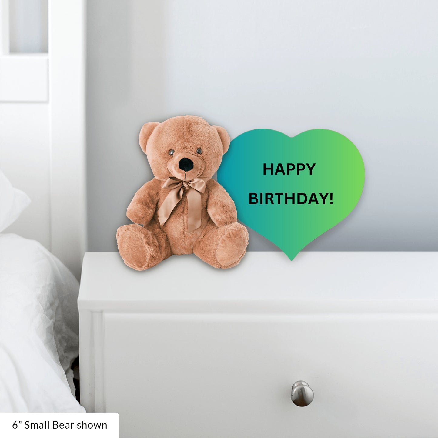 Blue Teddy Bear Heart Happy Birthday