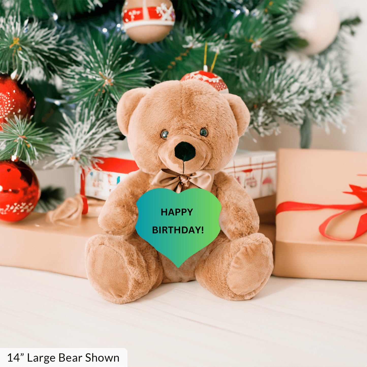 Blue Teddy Bear Heart Happy Birthday