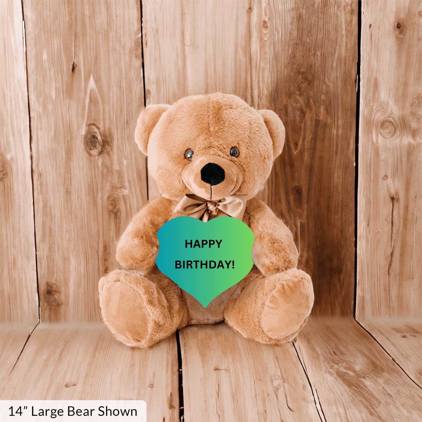 Blue Teddy Bear Heart Happy Birthday