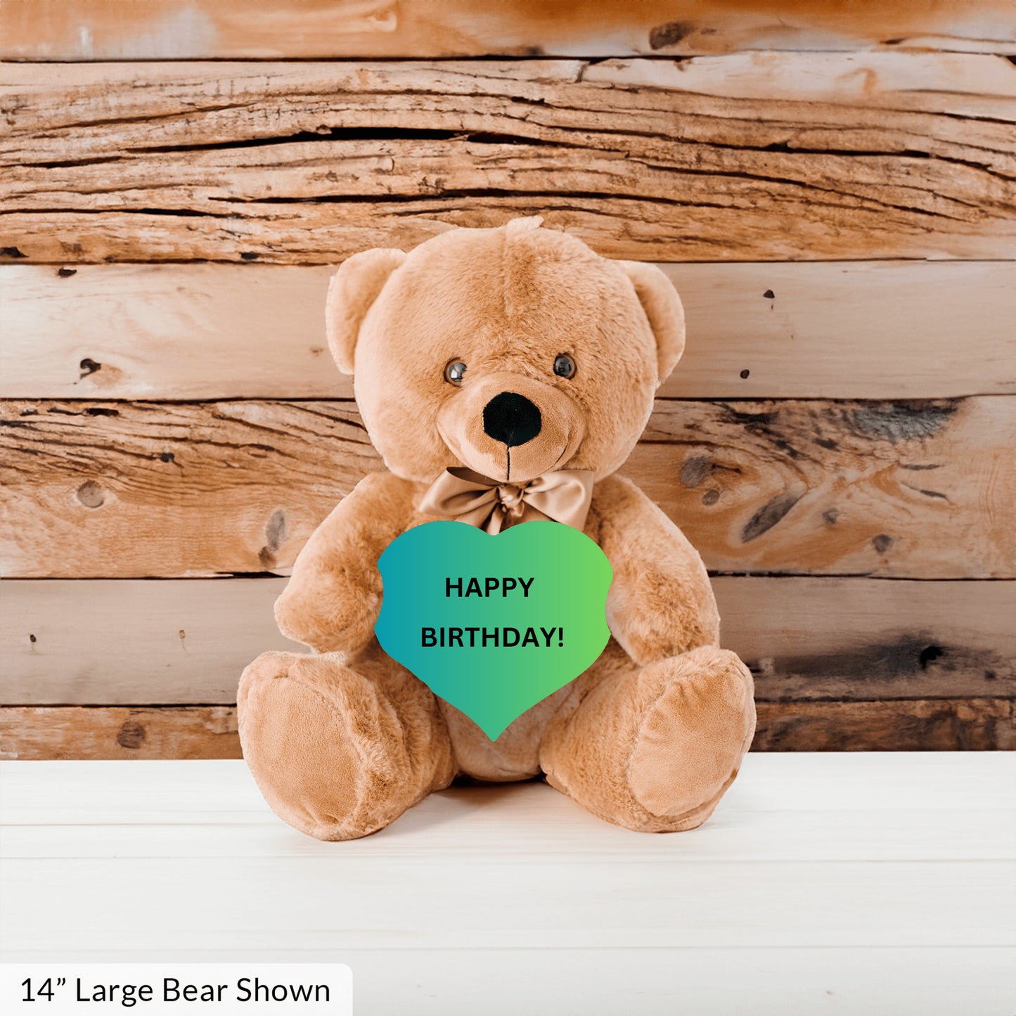 Blue Teddy Bear Heart Happy Birthday