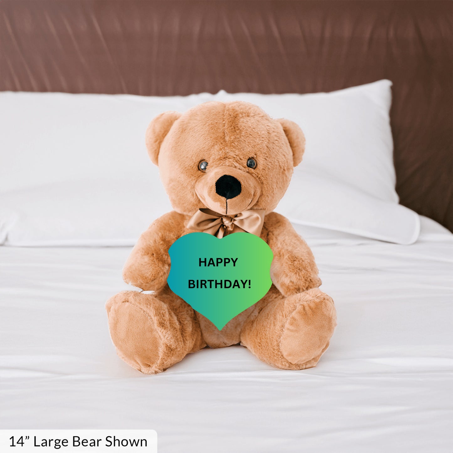 Blue Teddy Bear Heart Happy Birthday