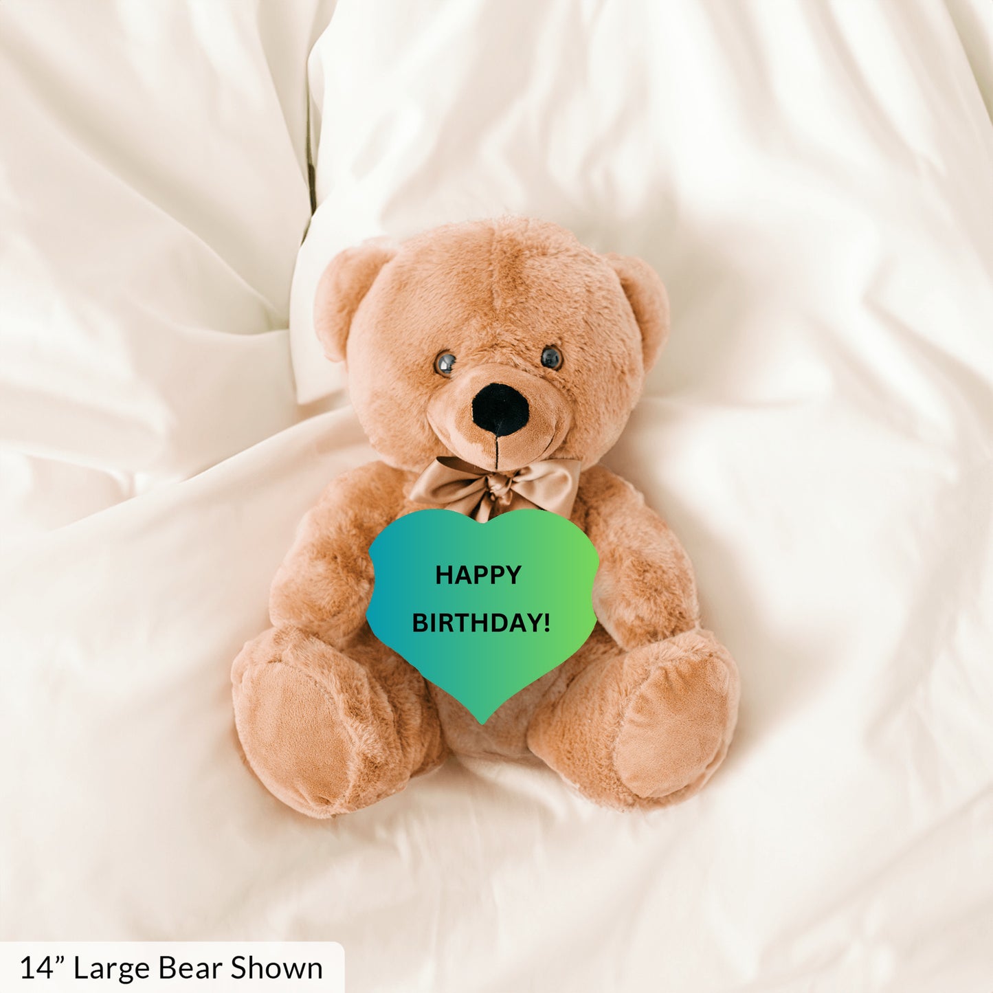 Blue Teddy Bear Heart Happy Birthday