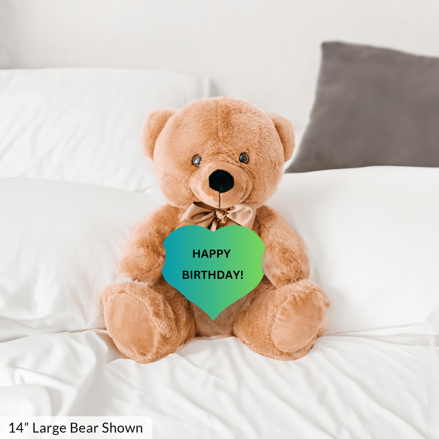 Blue Teddy Bear Heart Happy Birthday